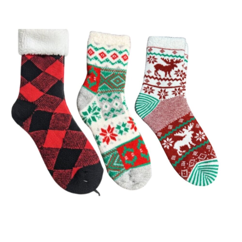 Magellan Outdoors Women's Lodge Crew Holiday Socks 3 Pairs 6-10 NEW